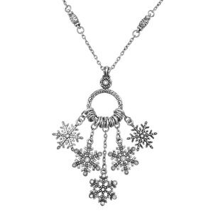 Snowflake Charm Silver Tone Necklace